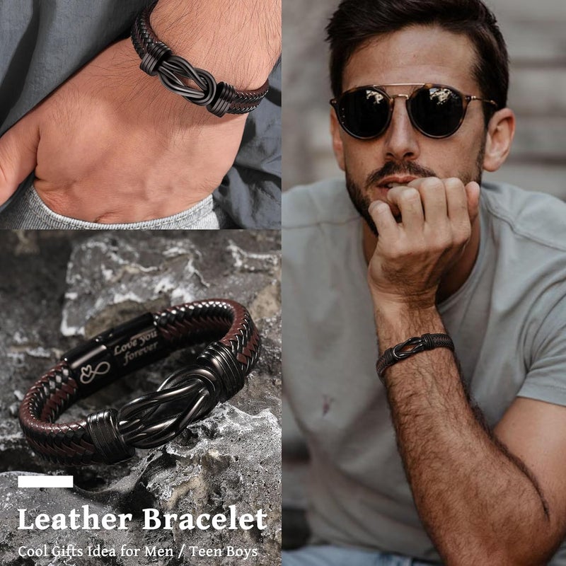 Btysun Valentines Day Gifts for Him Boyfriend Morse Code Bracelets for Men Husband Mens Bracelets Graduation Gifts for Him Fathers Day Adjustable Leather Bracelet Motivational Birthday Annivesary Jewelry Stocking Stuffers - Image 3